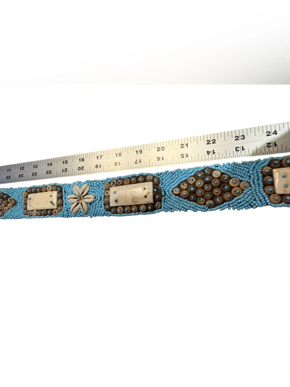 Beaded Blue and Brown Embellished Belt Ties 32” (Not Including Ties)